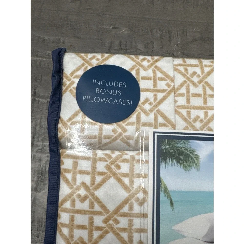 Tommy Bahama Full Cooling Sheet Set 6pc Coastal Breeze Trellis Texture‎ Beige